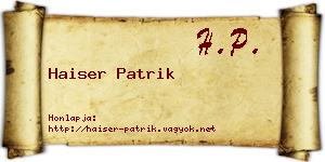 Haiser Patrik névjegykártya